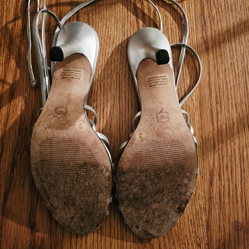 BCBGMaxAzria Silver Strappy Lace-Up High Heels - Picture 3 of 4